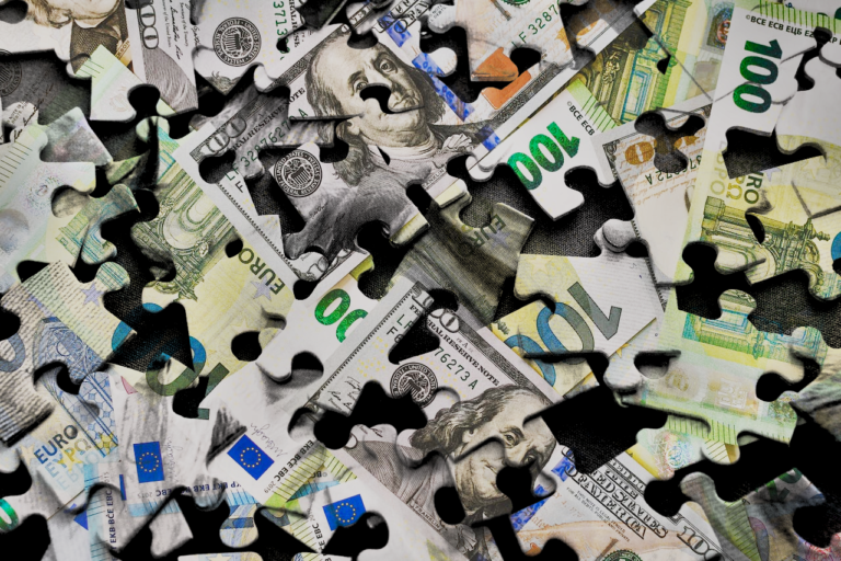 dollars and euros puzzle piece